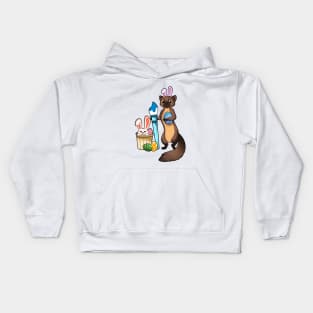 Cute ferret painting Easter eggs Kids Hoodie